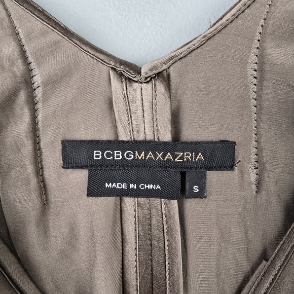 BCBGMAXAZRIA Cocktail Dress Silk Blend Side Pockets Taupe Brown Womens Size S‎ - Picture 11 of 15